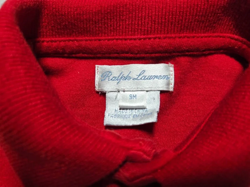 Ralph Lauren Polo Baby Full Body Snap Coveralls ~ 9 Month ~ Red ~ Pony Logo